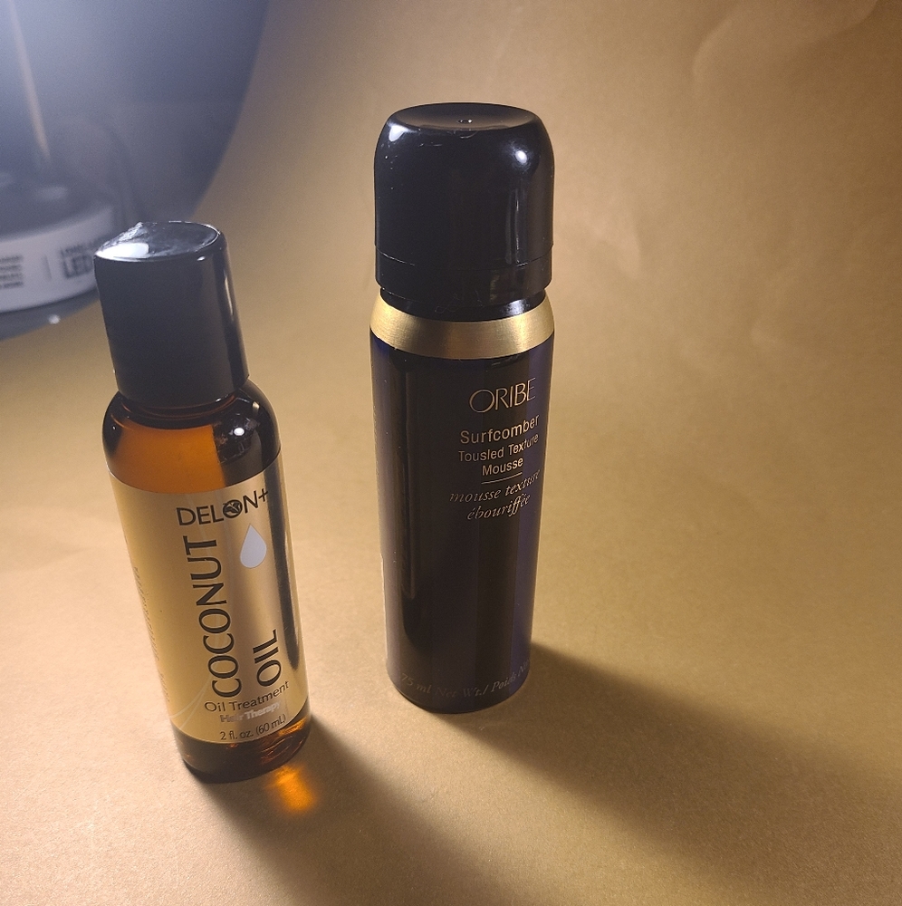 Oribe mousse and delon coconut oil